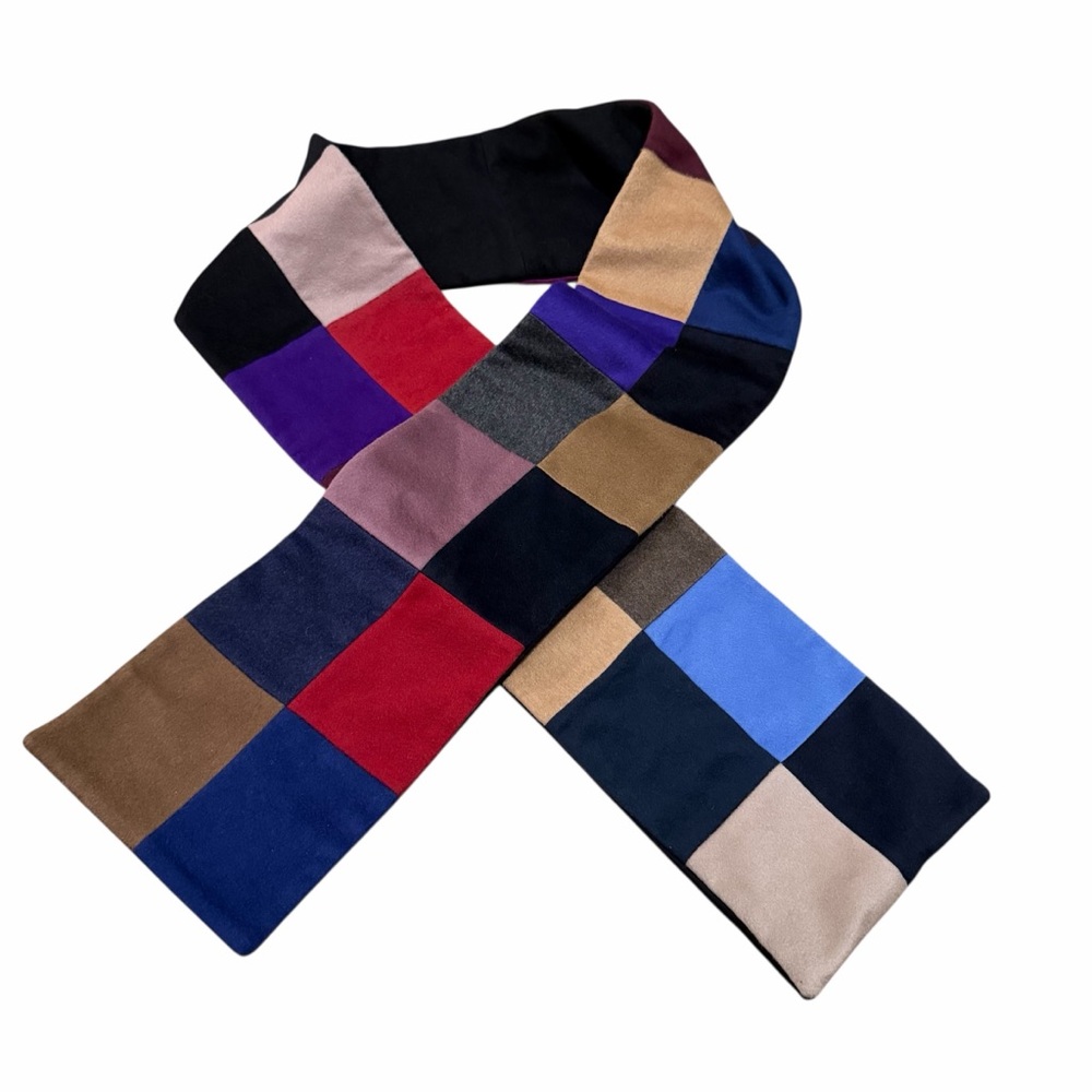 Colorblock Patchwork Scarf Multicolour Statement Cottagecore Academia Handmade